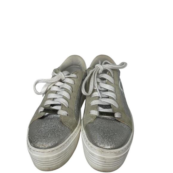 Valentino Garavani Bay by Bay Silver Glitter Platform Sneakers – Women 6.5 - Picture 4 of 8